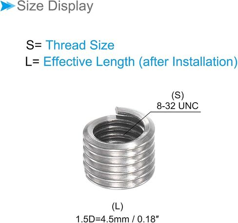 CoCud Wire Thread Inserts, 8-32 UNC 1.5D 4.5mm Length, 304 Stainless Steel Wire Screw Sleeve Insert Helical Type Coiled - (Applications: for Automotive Repairs), 10pieces in Saudi Arabia