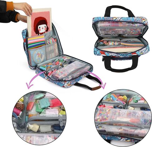 حقيبة تخزين لوازم التطريز متعددة الوظائف، حقيبة تخزين مشروع التطريز ذات سعة كبيرة in Kuwait