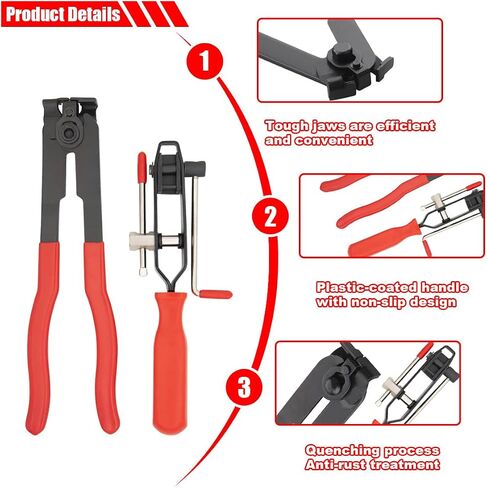 CV Joint Boot Clamp Pliers Set - Hose Band Cut-off Pliers, Automotive Hose Axle Pliers Universal Adjustable CV Ear Clamp Banding Tool Kit, Heavy Duty Vacuum Hose Clamping Repair Tools for Car ATV UTV in Saudi Arabia