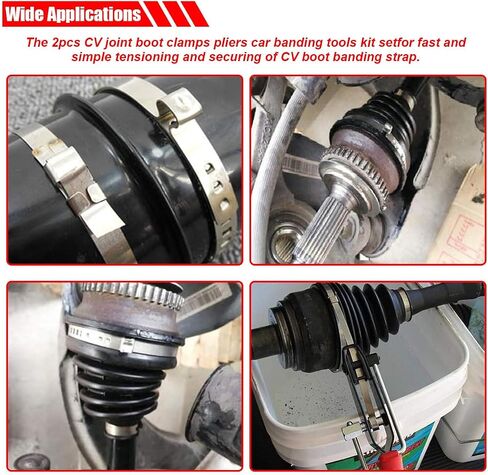 CV Joint Boot Clamp Pliers Set - Hose Band Cut-off Pliers, Automotive Hose Axle Pliers Universal Adjustable CV Ear Clamp Banding Tool Kit, Heavy Duty Vacuum Hose Clamping Repair Tools for Car ATV UTV in Saudi Arabia