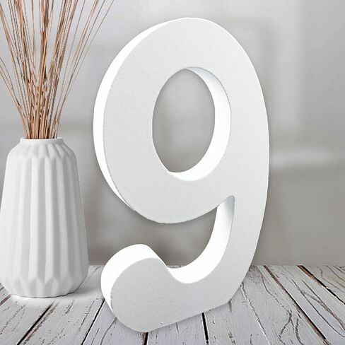 أرقام خشبية بيضاء مقاس 15.24 سم من AOCEAN، أرقام خشبية غير مكتملة لتزيين الحائط وأرقام ثابتة وشرائح لوحة تسجيل لتزيين مشاريع الحفلات المنزلية الحرفية (4) in Kuwait