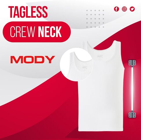 قميص داخلي رجالي من Mody مضلع بدون أكمام، قمصان بدون أكمام قطنية برقبة دائرية للرجال، قميص داخلي من القطن الأبيض، قميص عضلات بدون علامة 6 عبوات in Kuwait