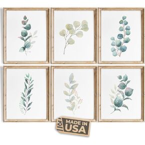 Botanical Watercolor Art Prints (Set of 4) - 11x14 (Unframed) | Boho Leaves and Flowers Wall Decor | Minimalist Floral Artwork for your Home, WFH Office, Kitchen, Dining Room, Bedroom, and Bathroom in Saudi Arabia