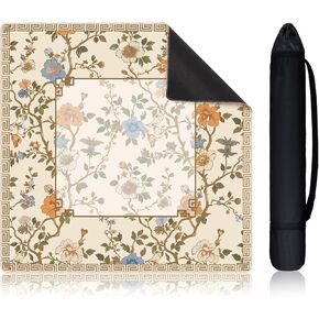 22 Inch Mini Chinoiserie Mahjong Mat for Travel Set Blue and White Floral Mahjong Mat Cute Small Domino Accessories Gifts Domino and Tile Game Table in Kuwait