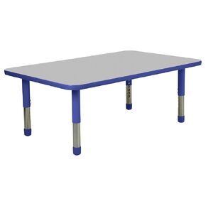 Factory Direct Partners FDP Rectangle Toddler Activity School Toddler Table (24 x 48 inch), Blue Tiny Tot Legs, Adjustable Height 12-18 inches - Gray Top and Blue Edge in Kuwait