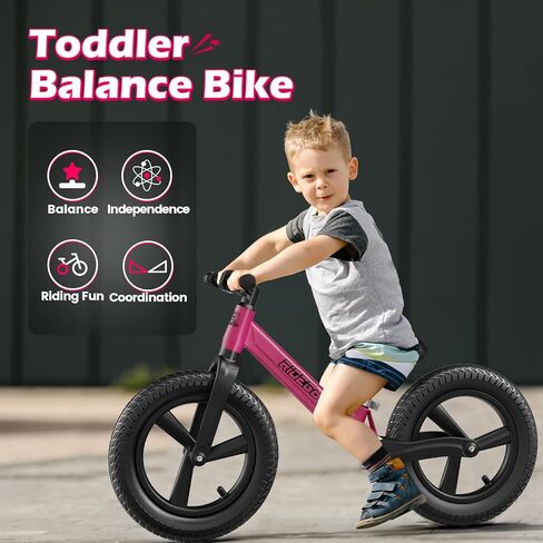 Ridego 14 Inch Balance Bike for Kids 3-7 Year Old,Lightweight Kids Bike with Adjustable Seat, Push Bicycle with Air Rubber Tires，Ride-on Toys Birthday Gift,Black in Kuwait