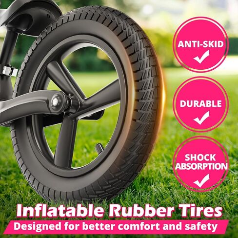 Ridego 14 Inch Balance Bike for Kids 3-7 Year Old,Lightweight Kids Bike with Adjustable Seat, Push Bicycle with Air Rubber Tires，Ride-on Toys Birthday Gift,Black in Kuwait