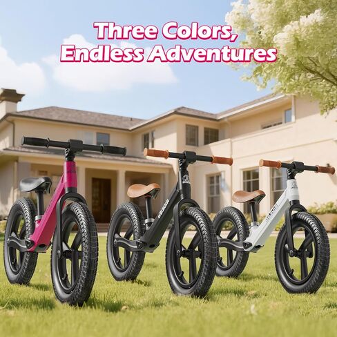 Ridego 14 Inch Balance Bike for Kids 3-7 Year Old,Lightweight Kids Bike with Adjustable Seat, Push Bicycle with Air Rubber Tires，Ride-on Toys Birthday Gift,Black in Kuwait