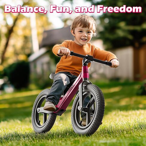 Ridego 14 Inch Balance Bike for Kids 3-7 Year Old,Lightweight Kids Bike with Adjustable Seat, Push Bicycle with Air Rubber Tires，Ride-on Toys Birthday Gift,Black in Kuwait