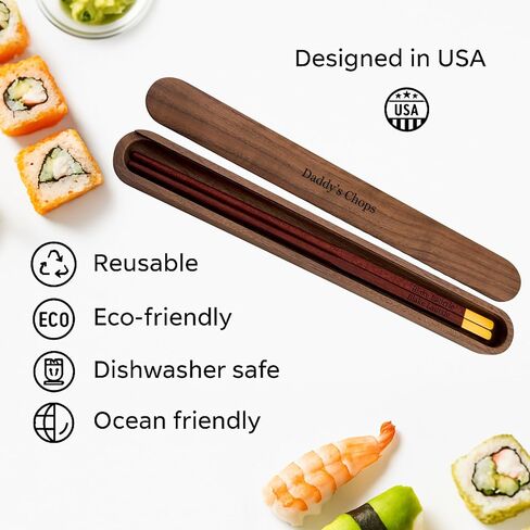 Walnut Chopsticks Reusable Engraved With Personalized Names Classic or Japanese Chinese Style Wood Chopsticks Dinnerware Utensils Wedding Birthday Gift in Kuwait