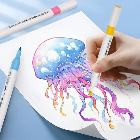 [2025 Upgraded] Alcohol Markers, 120 Colors Premium Hexagonal Markers Set Gift Box for Kids, Students, Adults, Artists in Coloring & Drawing(Fine &Broad) in Kuwait