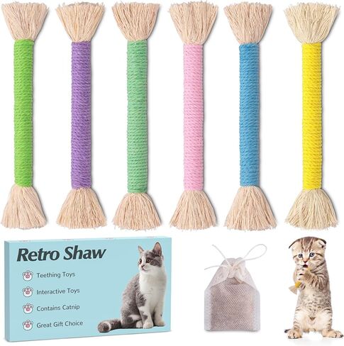 Retro Shaw Cat Toys, Indoor Catnip Chew Ropes 3-Pack Teeth Cleaning 23.6" in Kuwait