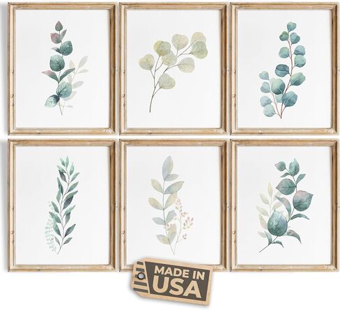 Botanical Watercolor Art Prints (Set of 4) - 11x14 (Unframed) | Boho Leaves and Flowers Wall Decor | Minimalist Floral Artwork for your Home, WFH Office, Kitchen, Dining Room, Bedroom, and Bathroom in Saudi Arabia