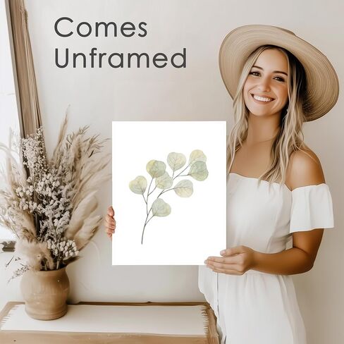 Botanical Watercolor Art Prints (Set of 4) - 11x14 (Unframed) | Boho Leaves and Flowers Wall Decor | Minimalist Floral Artwork for your Home, WFH Office, Kitchen, Dining Room, Bedroom, and Bathroom in Saudi Arabia