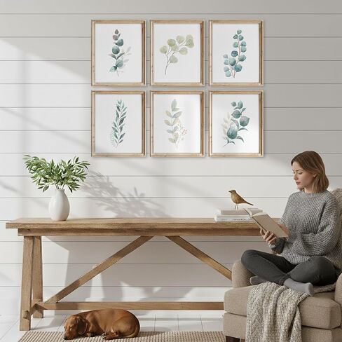 Botanical Watercolor Art Prints (Set of 4) - 11x14 (Unframed) | Boho Leaves and Flowers Wall Decor | Minimalist Floral Artwork for your Home, WFH Office, Kitchen, Dining Room, Bedroom, and Bathroom in Saudi Arabia