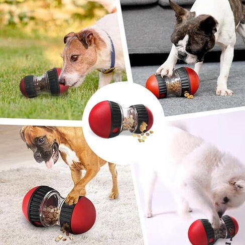 Dog Dispensing Cognitive Toy Pet Treat Food Dispenser Boredom Ball Toys Keep Busy Puzzle Interactive Feeder Toy with Adjustable Food Dispenser Suitable for Small Medium Large Dogs, Not for Chewing in Kuwait
