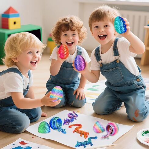 4PCS 3D Printed Dragon Eggs with Dragon Inside, Mini Articulated Crystal Dragons Toys for Kids & Adults 3D Print Small Dinosaur Eggs Kindergarten Graduation Gifts for Boys Girls in Saudi Arabia