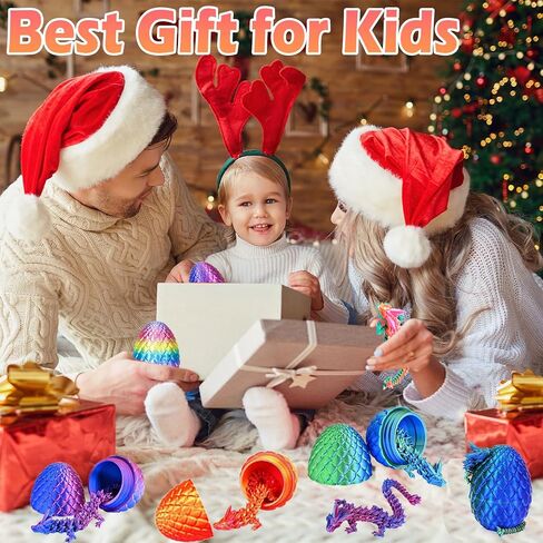 4PCS 3D Printed Dragon Eggs with Dragon Inside, Mini Articulated Crystal Dragons Toys for Kids & Adults 3D Print Small Dinosaur Eggs Kindergarten Graduation Gifts for Boys Girls in Saudi Arabia