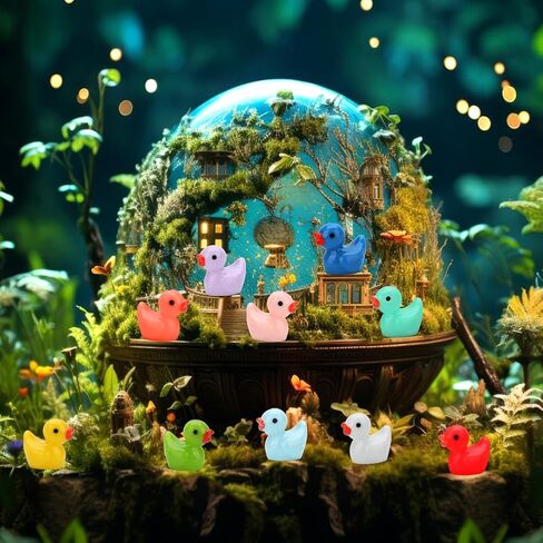 240 PCS بريق راتنج ميني البط ، شخص صغير ملون من البط البلاستيكية الصغيرة لإخفاء حيوانات راتنج صغيرة كبيرة للمنظر الطبيعي المصغر حوض الدم دمى الجنية للملحقات الخيالية in Kuwait