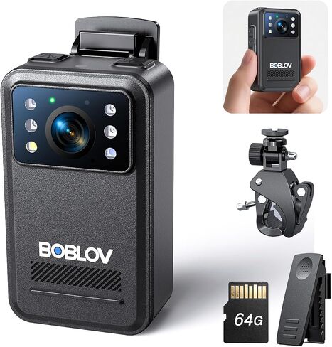 BOBLOV A28 Small Body Camera, Mini Video Camera Camcorder with 2K, 9 Hours Battery Life, with Night Vision, and Bike Mount for On-The-Go Recording, Law Enforcement and Personal Usage(128GB) in Kuwait