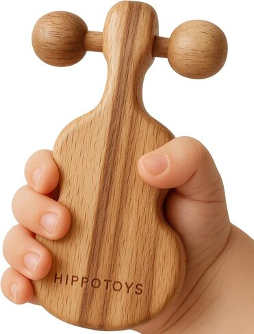 عربات Hippotoys يدويًا خشبيًا خشبيًا ، لعبة Beaby Baby Conthing - حشرجة الطفل الممتازة لمدة 6-12 شهرًا مع الخشب الطبيعي بنسبة 100 ٪ - حشرجة الموت التفاعلية Montessori للتنمية الحسية - هدية مثالية للحديدين الجدد in Kuwait