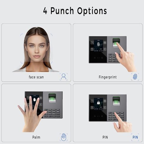 ساعات الوقت للموظفين التجارية التجارية الصغيرة ، Face + Photeprint + Palm + PIN ، Clock Ite and Out Machine للموظفين ، لا توجد رسوم شهرية لا يوجد برنامج مطلوب in Kuwait