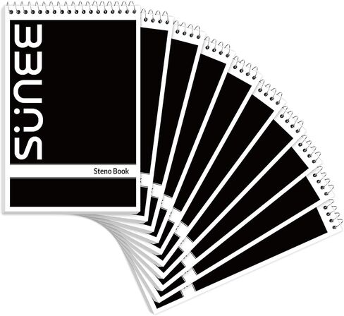 SUNEE 12 Pack Steno Pads 6x9, Gregg Rule, 60 Sheets, Spiral Notebook 6x9, White Paper, Take Notes with Top Spiral Notebook, for School, University, College, Work, Office, Black in Saudi Arabia