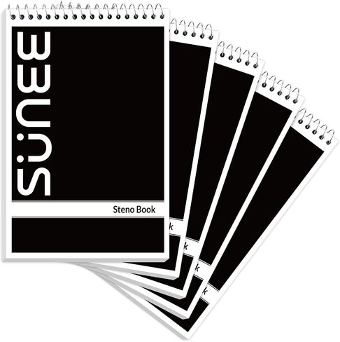 SUNEE 12 Pack Steno Pads 6x9, Gregg Rule, 60 Sheets, Spiral Notebook 6x9, White Paper, Take Notes with Top Spiral Notebook, for School, University, College, Work, Office, Black in Saudi Arabia
