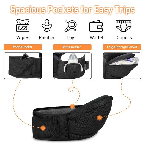 IULONEE Hip Seat Baby Carrier Baby Sling Toddler Backpack with Multiple Pockets Detachable Infant Wrap Comfortable Baby Wrap Carrier Ergonomic Baby Hipseat Sling for Newborns in Kuwait