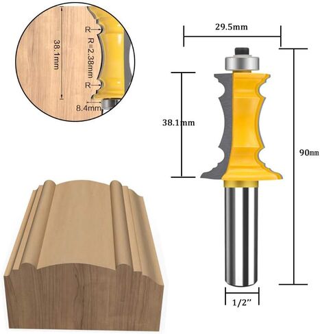 TAIWAIN 1/2 Inch Shank Router Bit Set 3 PCS , Raised Panel Cabinet Door Drawer Cutter Set, Carbide Wood Milling Tool, Router Raised Molding Woodworking Cutter Tool(F-1/4 SG) in Kuwait