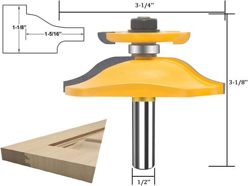 TAIWAIN 1/2 Inch Shank Router Bit Set 3 PCS , Raised Panel Cabinet Door Drawer Cutter Set, Carbide Wood Milling Tool, Router Raised Molding Woodworking Cutter Tool(F-1/4 SG) in Kuwait