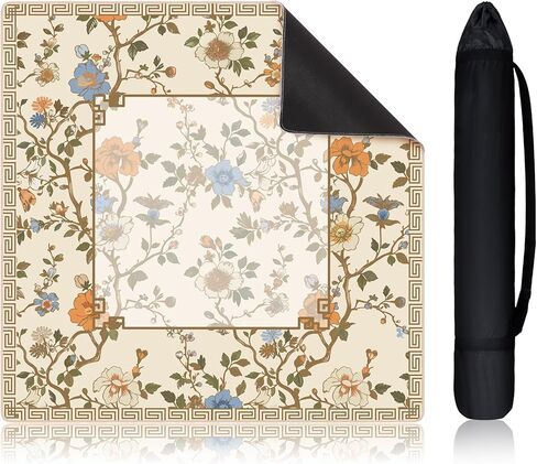 22 Inch Mini Chinoiserie Mahjong Mat for Travel Set Blue and White Floral Mahjong Mat Cute Small Domino Accessories Gifts Domino and Tile Game Table in Kuwait