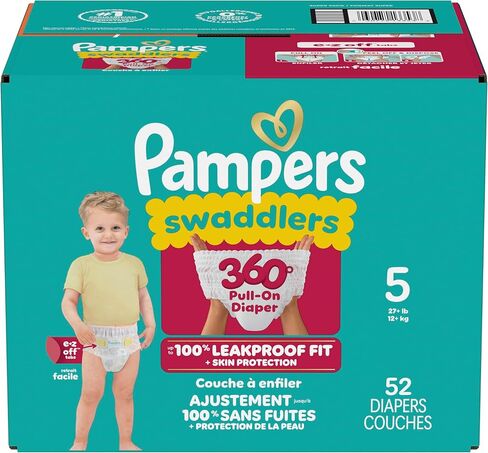 Pampers Diapers - Swaddlers 360 - Size 4, 19 Count, for up to 100% Leakproof Premium Skin Protection (Packaging May Vary) in Saudi Arabia