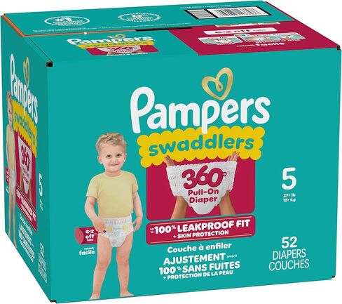 Pampers Diapers - Swaddlers 360 - Size 4, 19 Count, for up to 100% Leakproof Premium Skin Protection (Packaging May Vary) in Saudi Arabia