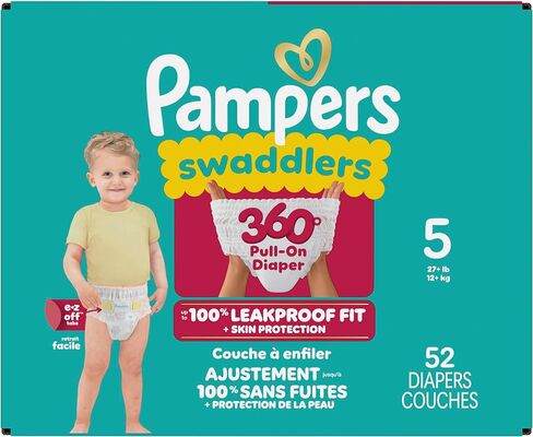 Pampers Diapers - Swaddlers 360 - Size 4, 19 Count, for up to 100% Leakproof Premium Skin Protection (Packaging May Vary) in Saudi Arabia