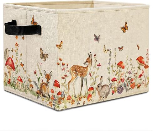 Woodland Nursery Storage Bins, Watercolor Forest Animal Collapsible Storage Basket Organizer for Kids Room Bedroom Bathroom Nursery Clothes Toys Books, Toybox for Girls Boys in Saudi Arabia