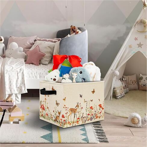 Woodland Nursery Storage Bins, Watercolor Forest Animal Collapsible Storage Basket Organizer for Kids Room Bedroom Bathroom Nursery Clothes Toys Books, Toybox for Girls Boys in Saudi Arabia