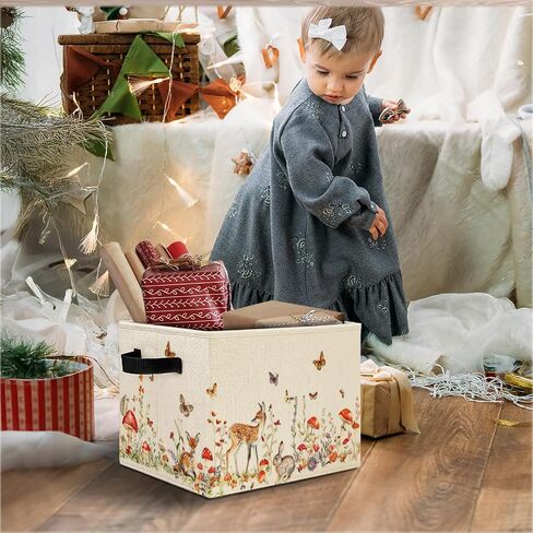 Woodland Nursery Storage Bins, Watercolor Forest Animal Collapsible Storage Basket Organizer for Kids Room Bedroom Bathroom Nursery Clothes Toys Books, Toybox for Girls Boys in Saudi Arabia