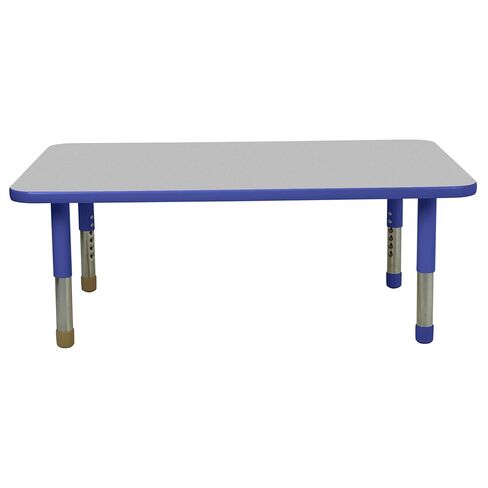 Factory Direct Partners FDP Rectangle Toddler Activity School Toddler Table (24 x 48 inch), Blue Tiny Tot Legs, Adjustable Height 12-18 inches - Gray Top and Blue Edge in Kuwait