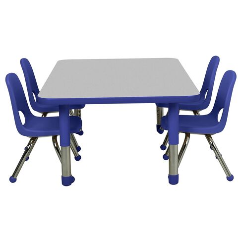 Factory Direct Partners FDP Rectangle Toddler Activity School Toddler Table (24 x 48 inch), Blue Tiny Tot Legs, Adjustable Height 12-18 inches - Gray Top and Blue Edge in Kuwait