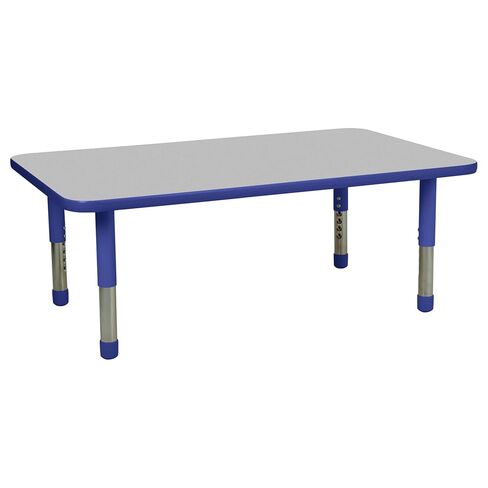 Factory Direct Partners FDP Rectangle Toddler Activity School Toddler Table (24 x 48 inch), Blue Tiny Tot Legs, Adjustable Height 12-18 inches - Gray Top and Blue Edge in Kuwait