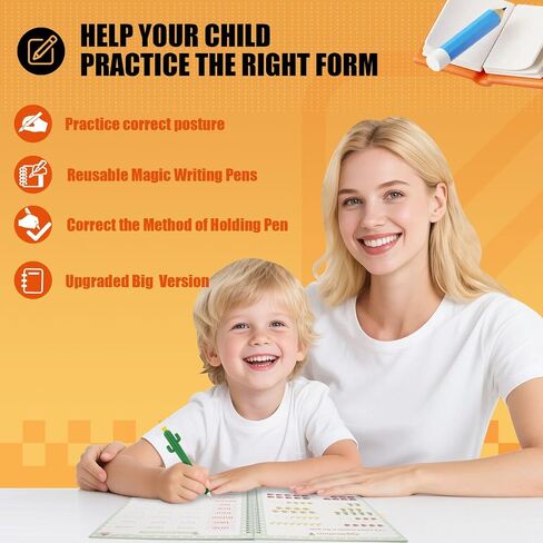 Magic Resulable Copybook للأطفال ، ممارسة كتاب بخط اليد ، مجموعة الكتابة القابلة لإعادة الاستخدام مع حقيبة تخزين لأطفال ما قبل المدرسة الذين تتراوح أعمارهم بين 3-8 خط من الخط (5pcs 7.3 * 10.3inch) in Kuwait