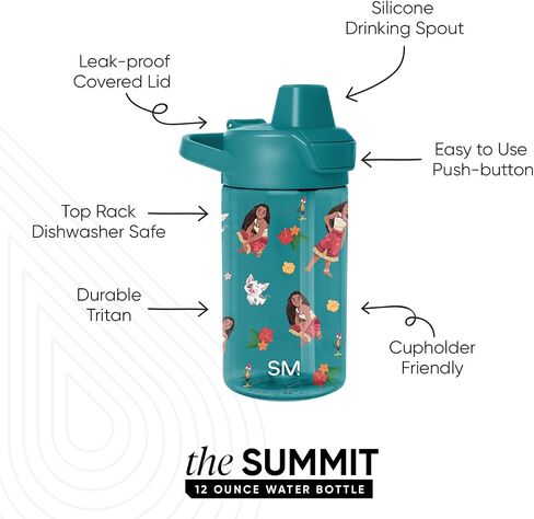 Simple Modern Disney Kids Tritan Plastic Summit Water Bottle | 12 oz BPA-Free Cup with Covered Leak Proof Straw Lid for Boys, Toddlers | Buzz and Woody Adventures in Saudi Arabia