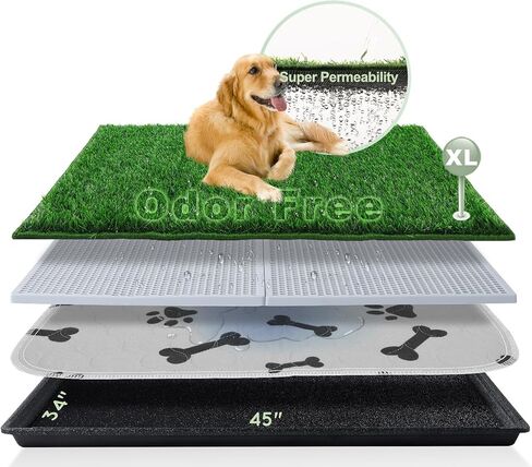 HQ4US Dog Grass Pad with Tray, Odor Free Grass Pee Pad for Dog Litter Box in Kuwait