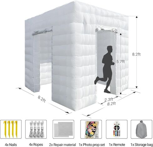 OZIS 1 Door Inflatable Photo Booth Enclosure 8.2ftx8.2ft with Blower 16 Colors Portable Inflatable Photo Booth Tent for Wedding, Party, Events, Proms, Birthday, Bars (White) in Saudi Arabia