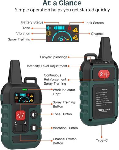 Citronella Dog Training Collar with Remote, 4 Modes Beep/Vibration/Spray/Spray Enhancement, Humane Safe Rechargeable Dog Bark Collar, IPX7 Waterproof Spray Collar, Range 300m 【Only Work with Remote】 in Kuwait
