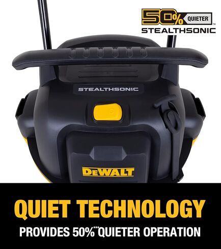 DeWalt 10 Gallon 5.0 Peak HP Stealthsonic Shop Vacuum Wit and Dry ، VAC الجاف الهادئ تمامًا ، مثالي لموقع العمل ، المرآب ، السيارات وورشة DXV10P-QT مع مرفقات وشفط قوي ، تنظيف محمول in Saudi Arabia