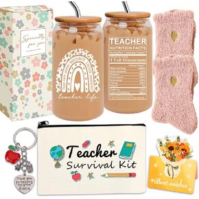 10PCS Teachers Gifts for Women Teacher Appreciation Gift Ideas Thank You Gift Baskets for Women Supplies Gift Set Birthday Valentine Christmas (Best Teacher Ever) in Kuwait