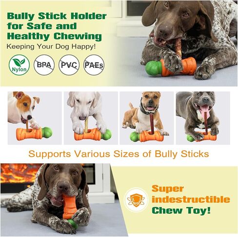 Pet Bully Stick Holder for Safe Chewing, Prevents Choking, Adjustable for Dogs, Easy to Use, Durable Food-Grade Material, Keeps Dogs Happy & Busy Brown in Saudi Arabia