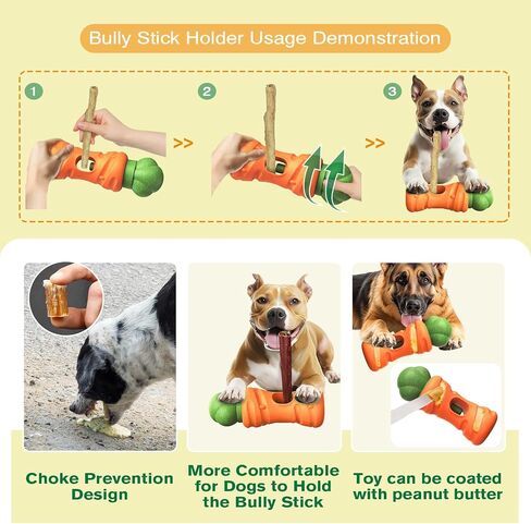 Pet Bully Stick Holder for Safe Chewing, Prevents Choking, Adjustable for Dogs, Easy to Use, Durable Food-Grade Material, Keeps Dogs Happy & Busy Brown in Saudi Arabia